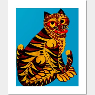 Korean Folk Art Happy Tiger Posters and Art